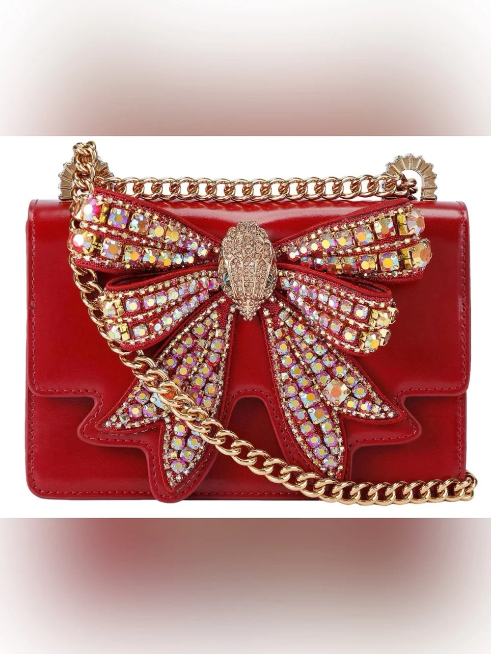 NWT KURT GEIGER London SHOREDITCH BOW Red Patent Leather Handbag NWT